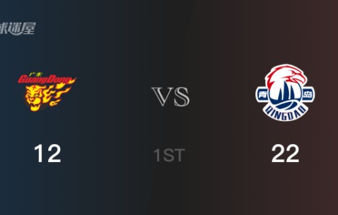 首节结束，青岛以22-12领先广东，王睿泽7分